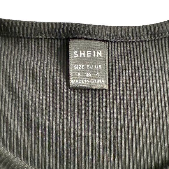 Shein Solid Ribbed Knit Tank Top, Black, S - Picture 5 of 6